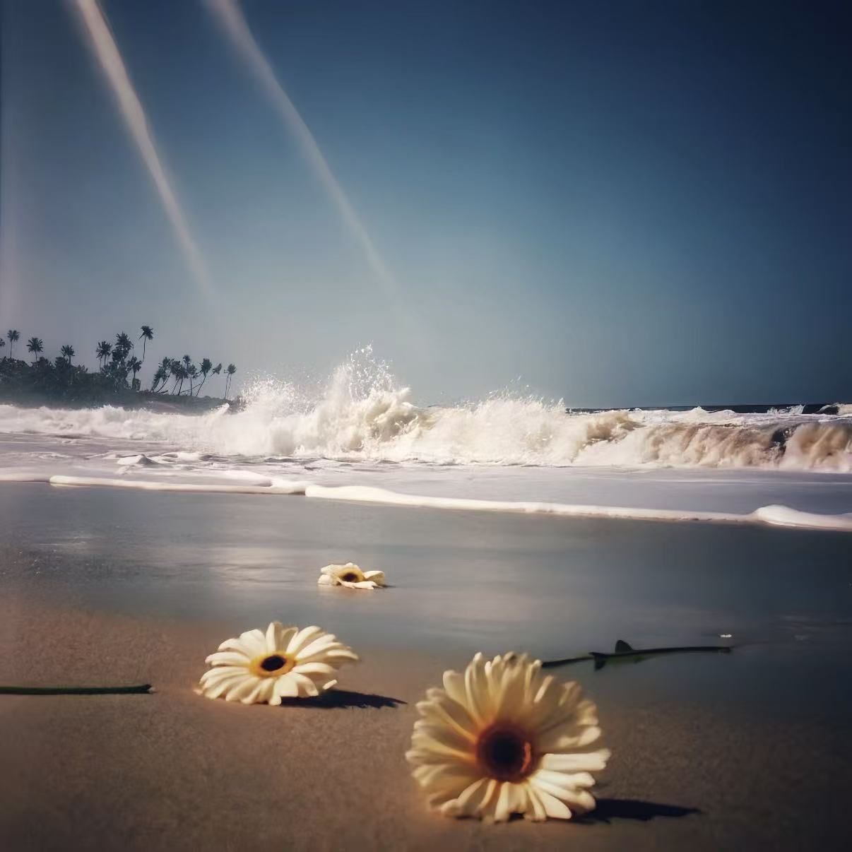 The waves, the beach and the daisies